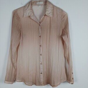 Coldwater Creek Elegant Long Sleeve Blouse Beige Ombre Size Medium